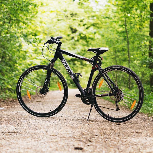Bike sitting in path.