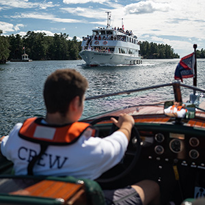 A tour boat on the St. Lawrence River.