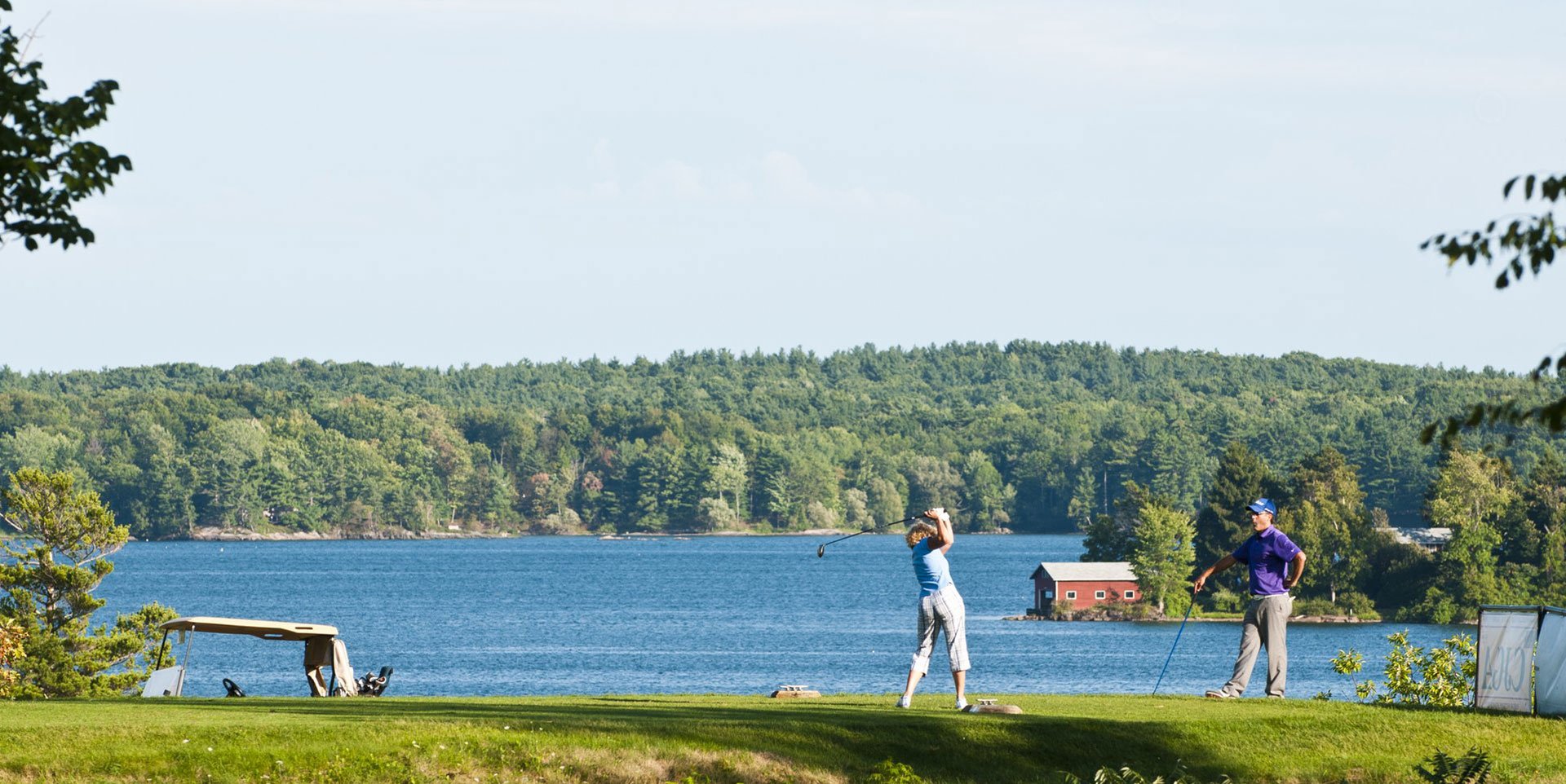 Golfers in the 1000 Islands.