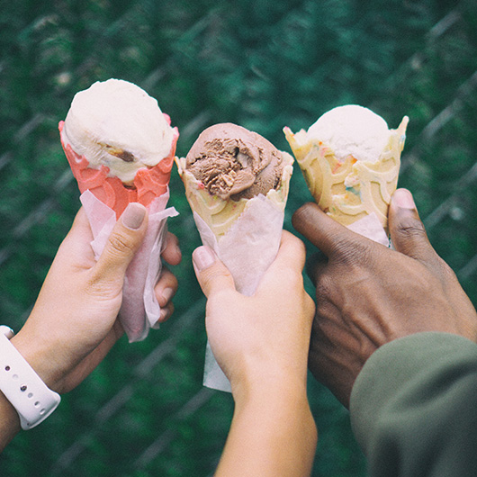 Three ice cream cones